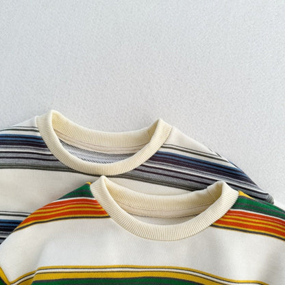 MyKids-USA® Kids Unisex Soft Comfortable Long Sleeves Striped Top Casual Sweatshirt