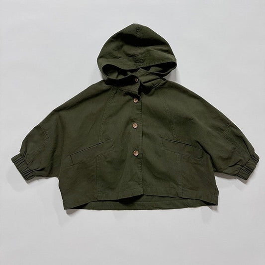 MyKids-USA® European and American Style Kids’ Outerwear: Solid Color Long Sleeves Single Breasted Hooded Coat for Children