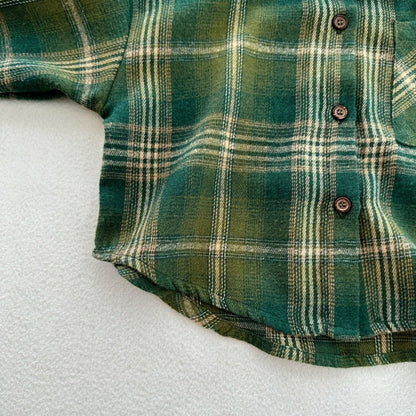 MyKids-USA® European and American Vintage Style Kids’ Outerwear: Plaid Long Sleeves Single Breasted Coat for Children