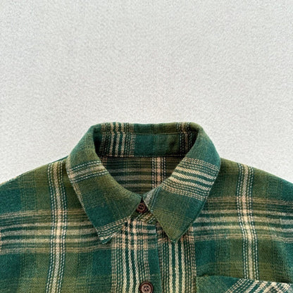 MyKids-USA® European and American Vintage Style Kids’ Outerwear: Plaid Long Sleeves Single Breasted Coat for Children
