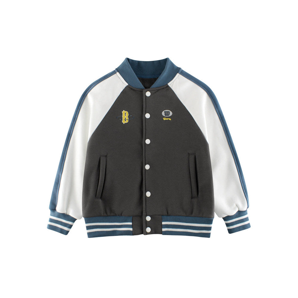 MyKids-USA® Boys and Girls Letters Pattern Contrast Design Color Patchwork Single Breasted Baseball Coat