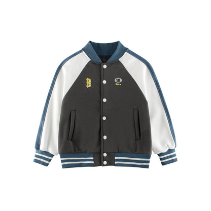 MyKids-USA® Boys and Girls Letters Pattern Contrast Design Color Patchwork Single Breasted Baseball Coat