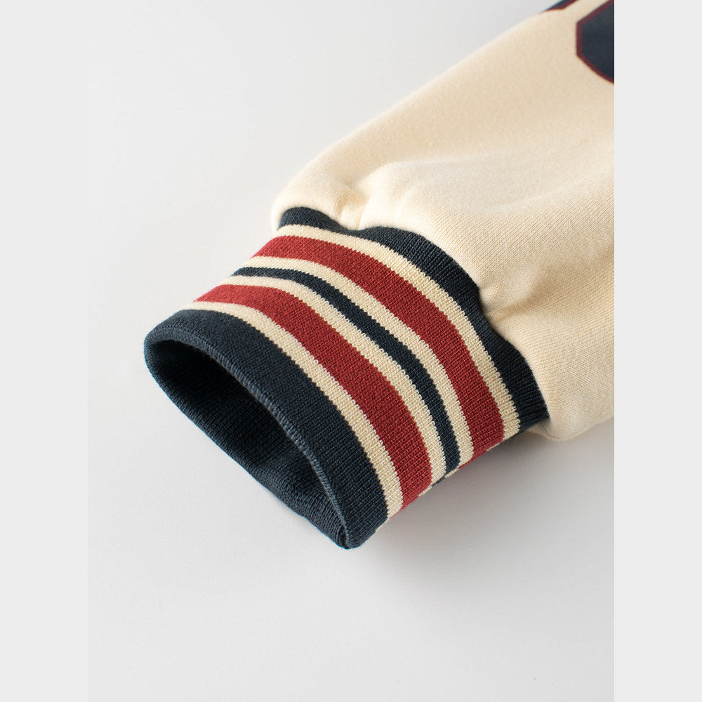 MyKids-USA® Boys and Girls Teddy Bear and Letters Printed Contrast Design Color Patchwork Single Breasted Striped Baseball Coat