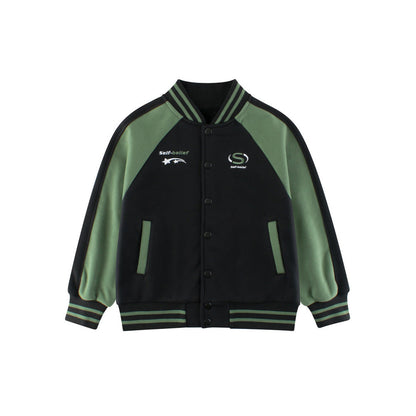 MyKids-USA® Boys and Girls Letters and Stars Printed Contrast Design Color Patchwork Single Breasted Baseball Coat