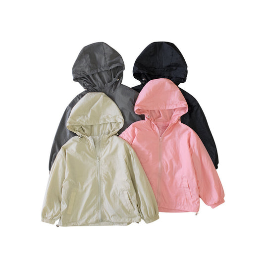 MyKids-USA® Kids Unisex Solid Color Hooded Zip-up Coat