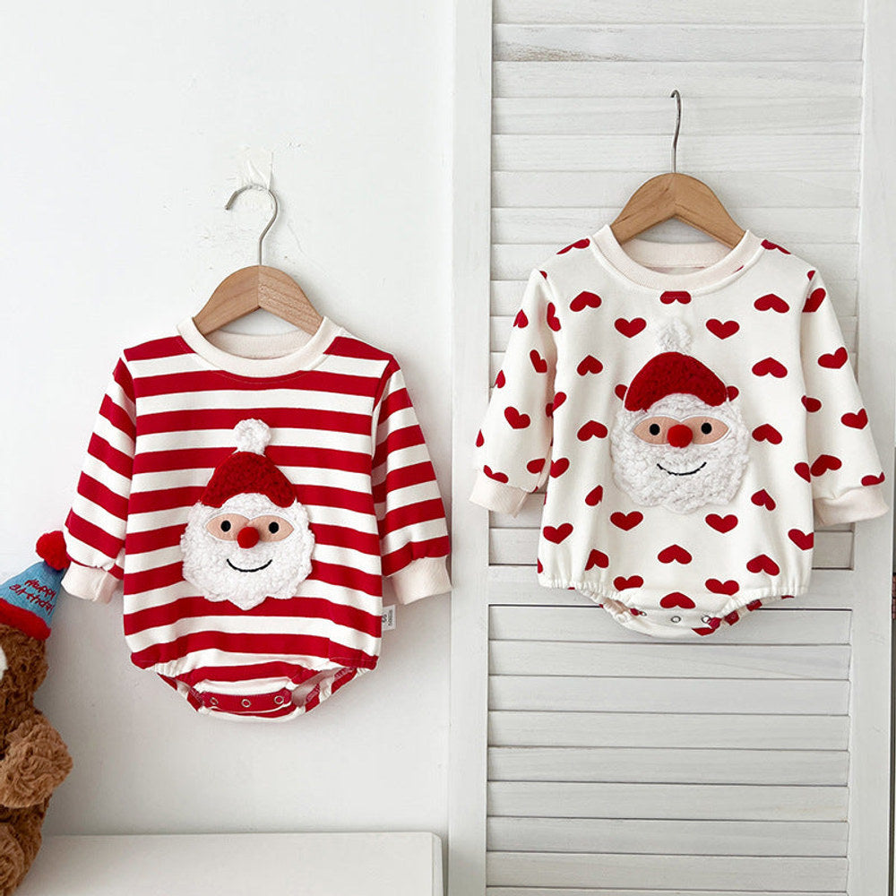 MyKids-USA® Baby Christmas Santa Claus Pattern Heart Printed Design Long Sleeved bodysuit