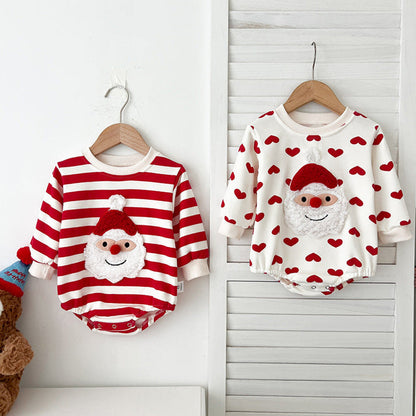 MyKids-USA® Baby Christmas Santa Claus Pattern Heart Printed Design Long Sleeved bodysuit