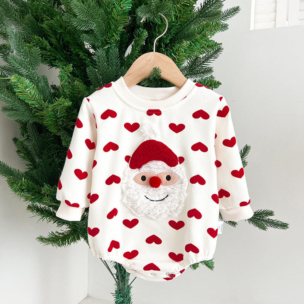 MyKids-USA® Baby Christmas Santa Claus Pattern Heart Printed Design Long Sleeved bodysuit