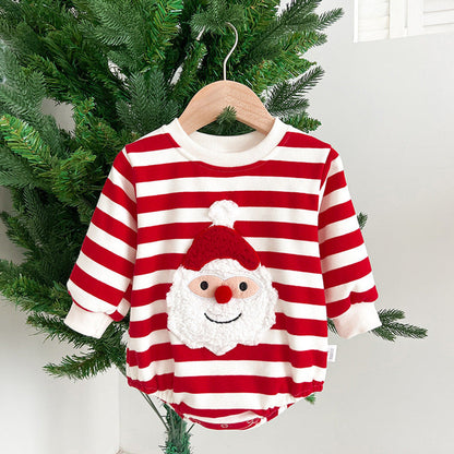 MyKids-USA® Baby Christmas Santa Claus Pattern Heart Printed Design Long Sleeved bodysuit