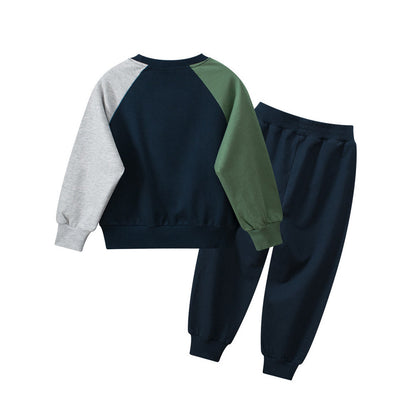 MyKids-USA® Boys Long Sleeves Dinosaur Print Pullover and Versatile Pants – Matching Set