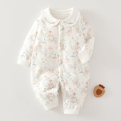 MyKids-USA® Baby Girls Animals Cartoon Pattern Long Sleeves Thick Rompers