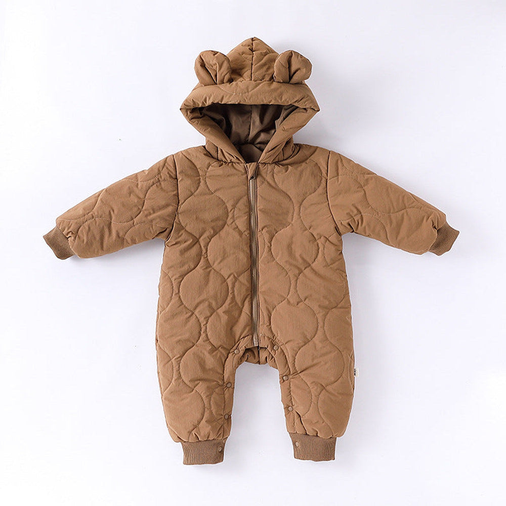MyKids-USA® Autumn and Winter Arrival Baby Unisex Solid Color Hooded Cozy Long Sleeves Casual Thickened Rompers