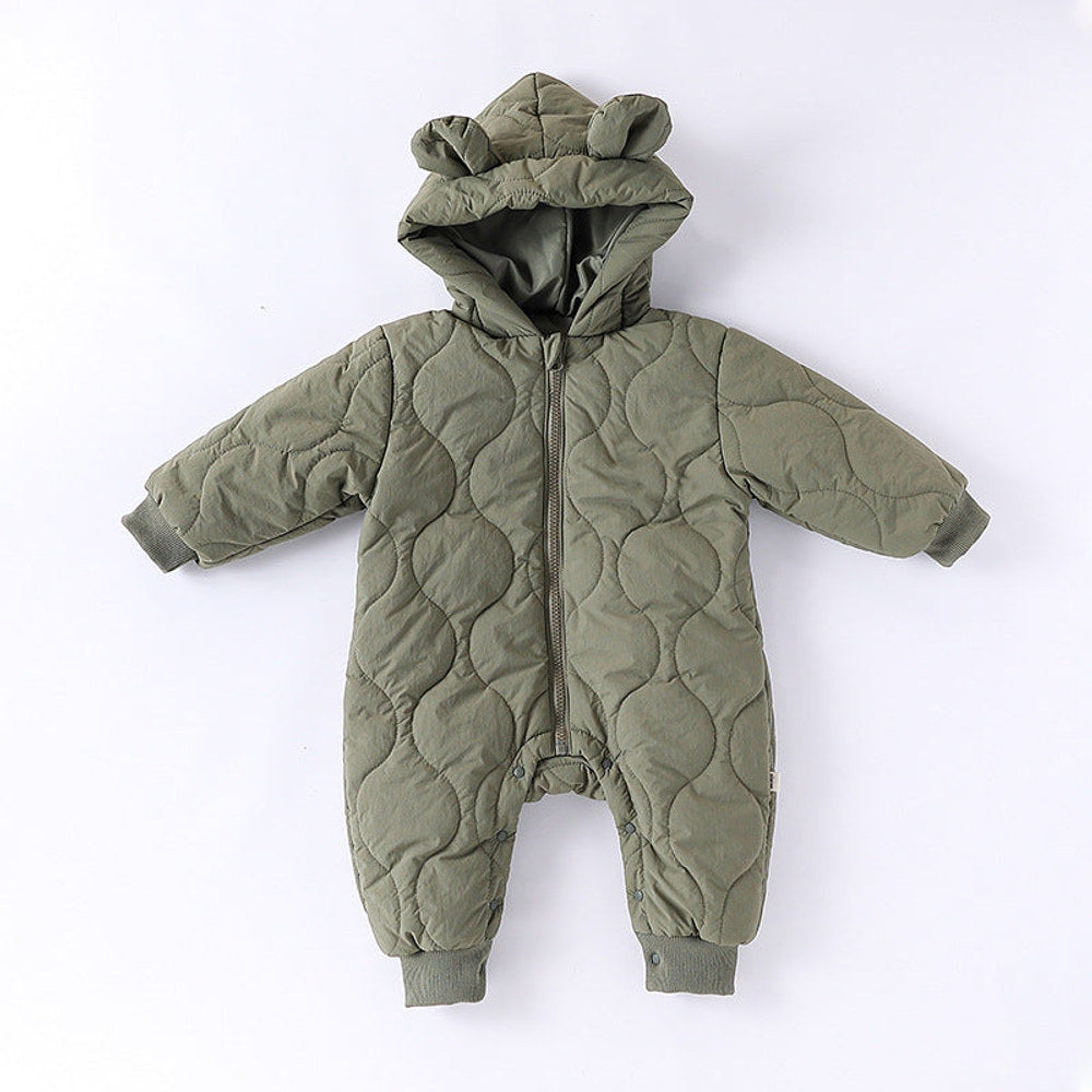 MyKids-USA® Autumn and Winter Arrival Baby Unisex Solid Color Hooded Cozy Long Sleeves Casual Thickened Rompers