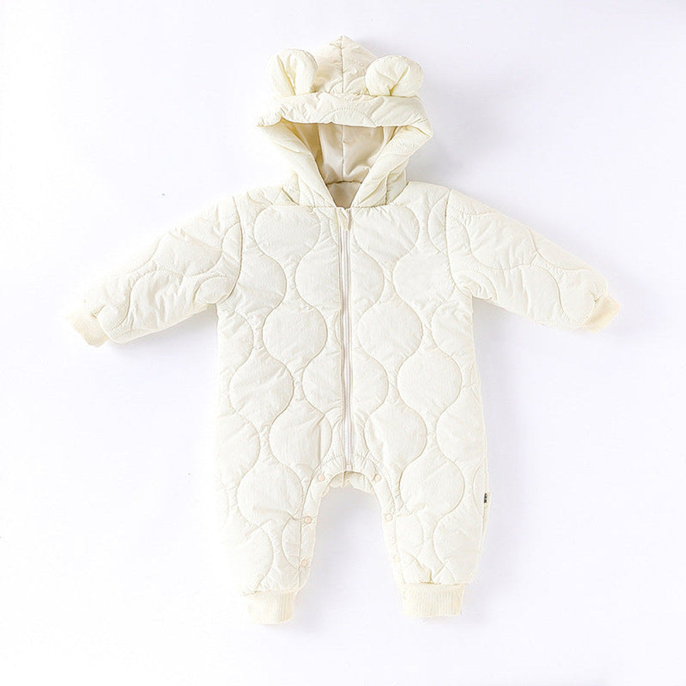 MyKids-USA® Autumn and Winter Arrival Baby Unisex Solid Color Hooded Cozy Long Sleeves Casual Thickened Rompers