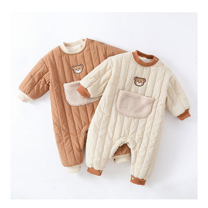 MyKids-USA® Baby Unisex Teddy Pattern Long Sleeves Casual Thickened Rompers