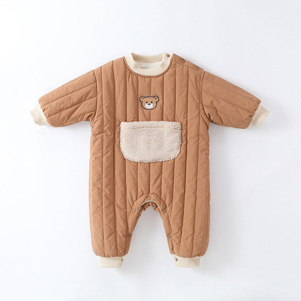 MyKids-USA® Baby Unisex Teddy Pattern Long Sleeves Casual Thickened Rompers