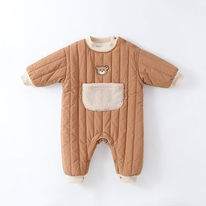 MyKids-USA® Baby Unisex Teddy Pattern Long Sleeves Casual Thickened Rompers