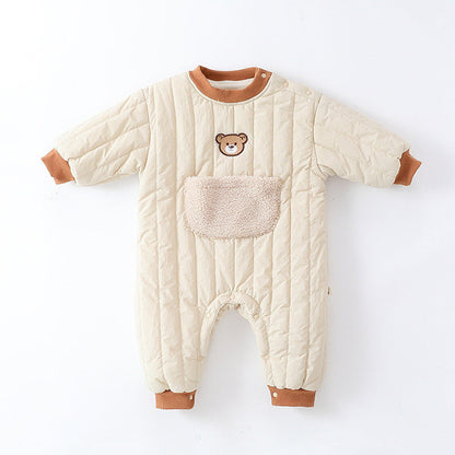 MyKids-USA® Baby Unisex Teddy Pattern Long Sleeves Casual Thickened Rompers