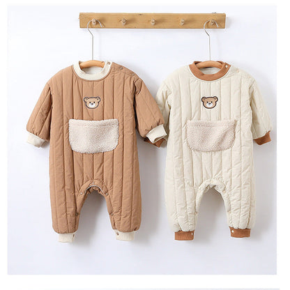 MyKids-USA® Baby Unisex Teddy Pattern Long Sleeves Casual Thickened Rompers
