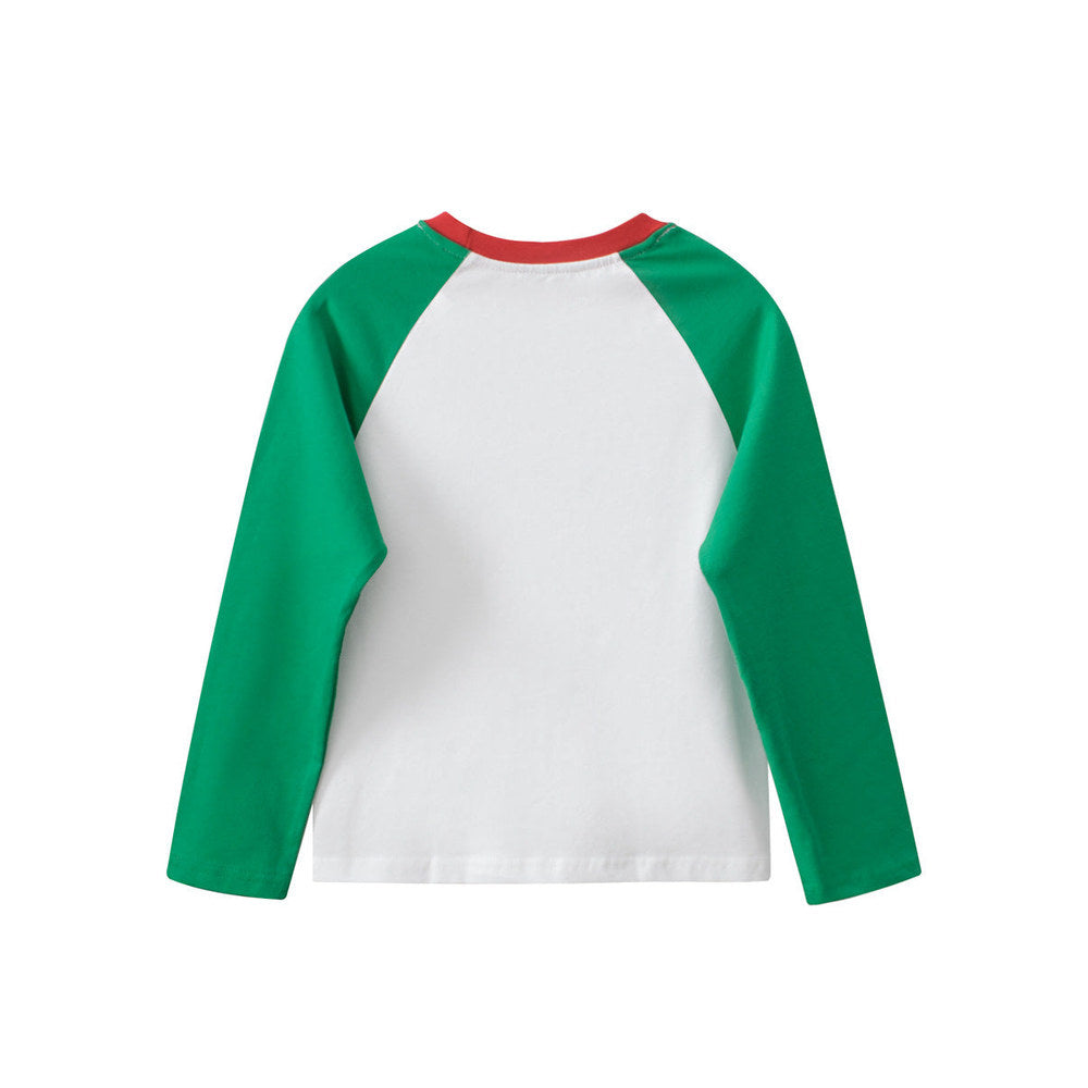 MyKids-USA® Kids Strawberry Print Crew Neck Long Sleeves Color Patchwork Sweatshirt