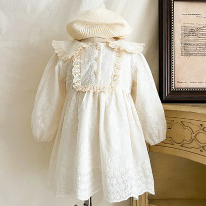 MyKids-USA® Baby Kids Girls Solid Color Flowers Pattern Embroidery Long Sleeves bodysuit or Dress – Princess Sister Matching