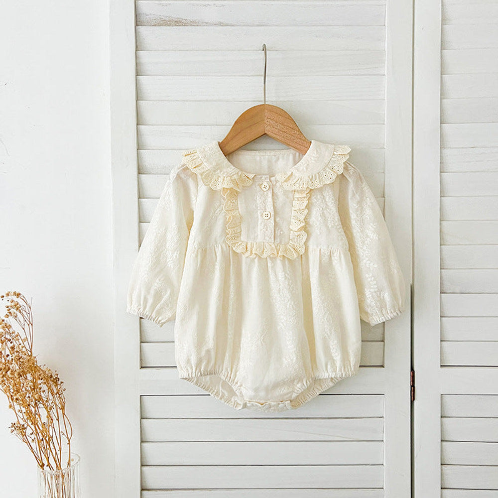MyKids-USA® Baby Kids Girls Solid Color Flowers Pattern Embroidery Long Sleeves bodysuit or Dress – Princess Sister Matching