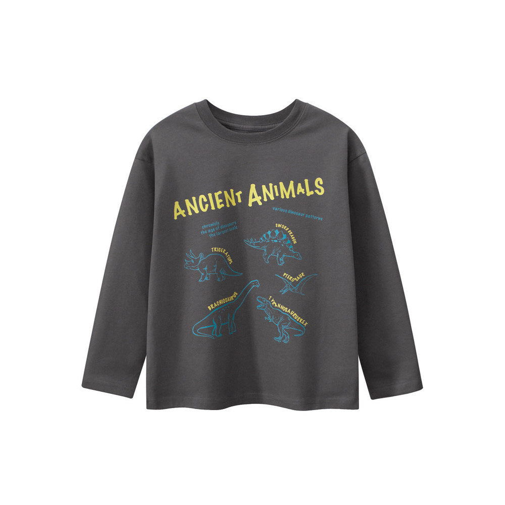 MyKids-USA® Kids Dinosaur Cartoon Print Crew Neck Long Sleeves Sweatshirt