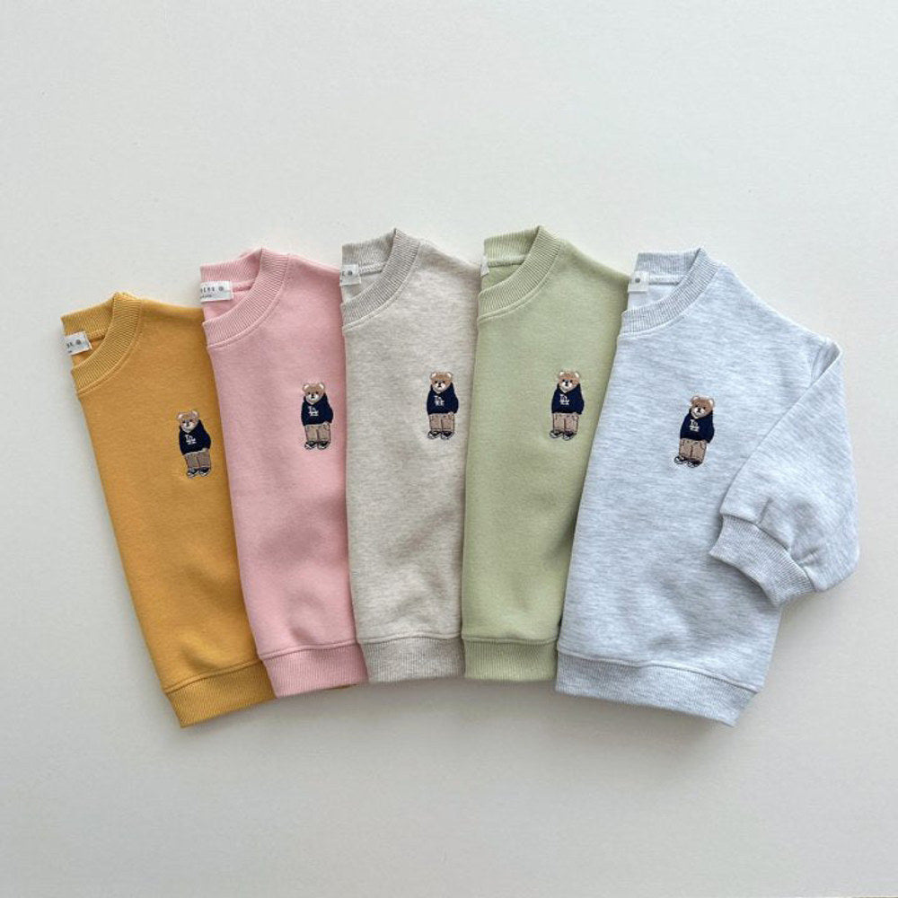 MyKids-USA® Spring and Autumn Kids Unisex Casual Teddy Logo Long Sleeves Top Pullover and Pants Clothing Set