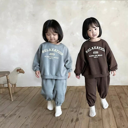 MyKids-USA® Kids Unisex Casual Letters Pattern Long Sleeves Top and Pants Clothing Set