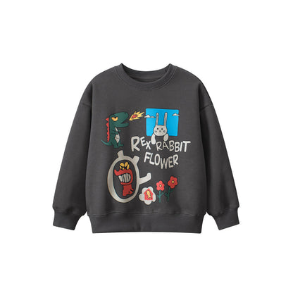 MyKids-USA® Boys Cartoon Print Crew Neck Long Sleeves Thick Sweatshirt
