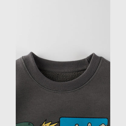 MyKids-USA® Boys Cartoon Print Crew Neck Long Sleeves Thick Sweatshirt
