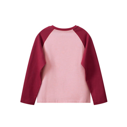 MyKids-USA® Girls Cartoon Print Crew Neck Long Sleeves Color Patchwork Sweatshirt