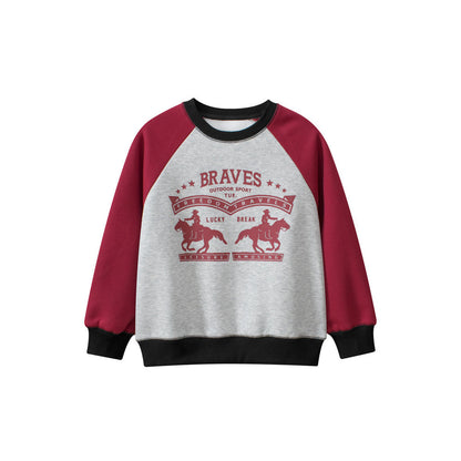 MyKids-USA® Unisex Letters Print Crew Neck Long Sleeves Thick Sweatshirt