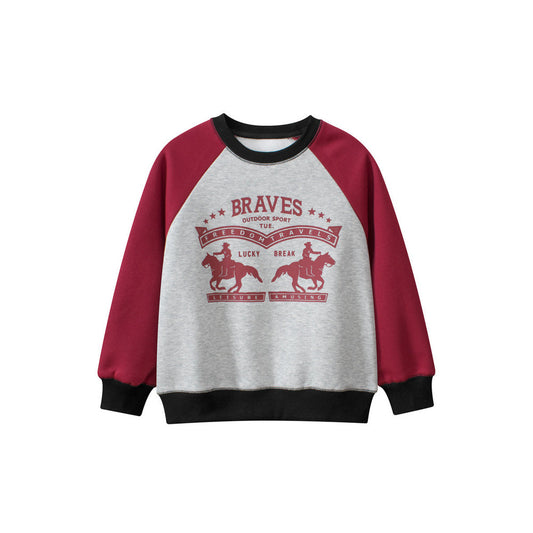 MyKids-USA® Unisex Letters Print Crew Neck Long Sleeves Thick Sweatshirt