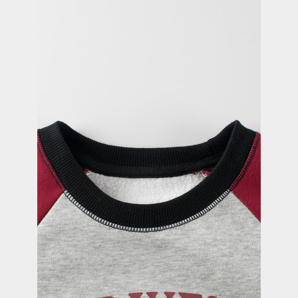 MyKids-USA® Unisex Letters Print Crew Neck Long Sleeves Thick Sweatshirt