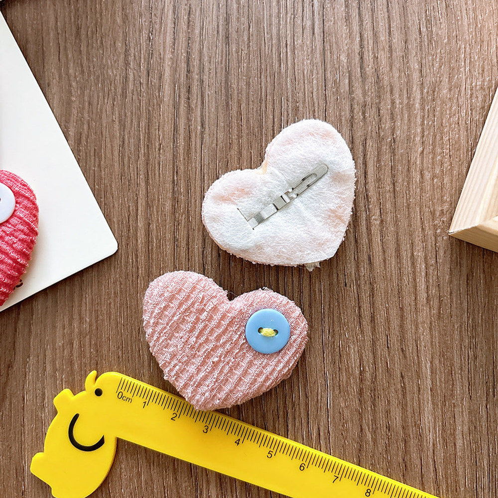 MyKids-USA® Collection of Versatile Sweet Candy-Colored Love Heart Fabric Hair Clips