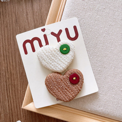 MyKids-USA® Collection of Versatile Sweet Candy-Colored Love Heart Fabric Hair Clips