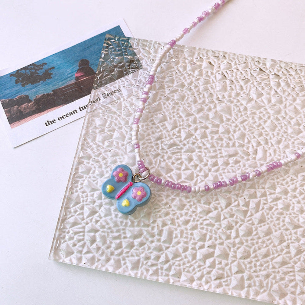 MyKids-USA® Cute Children’s Butterfly Heart Clavicle Necklace Dopamine Girl Jewelry