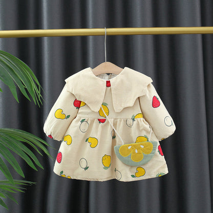MyKids-USA® Baby Girls Long Sleeves Fruits Print Dress