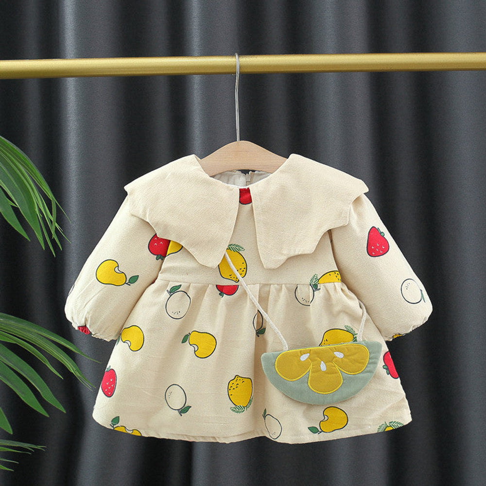 MyKids-USA® Baby Girls Long Sleeves Fruits Print Dress