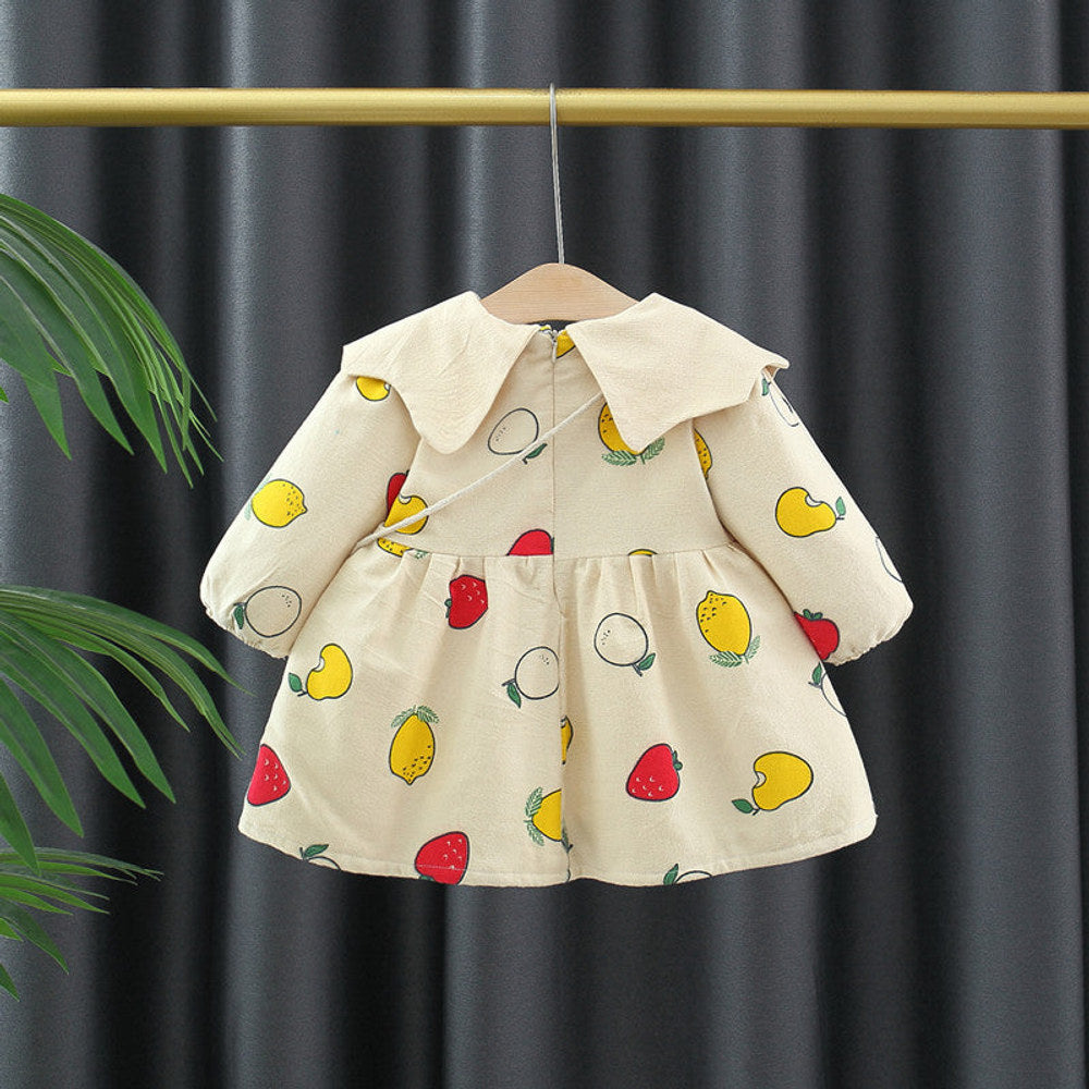 MyKids-USA® Baby Girls Long Sleeves Fruits Print Dress
