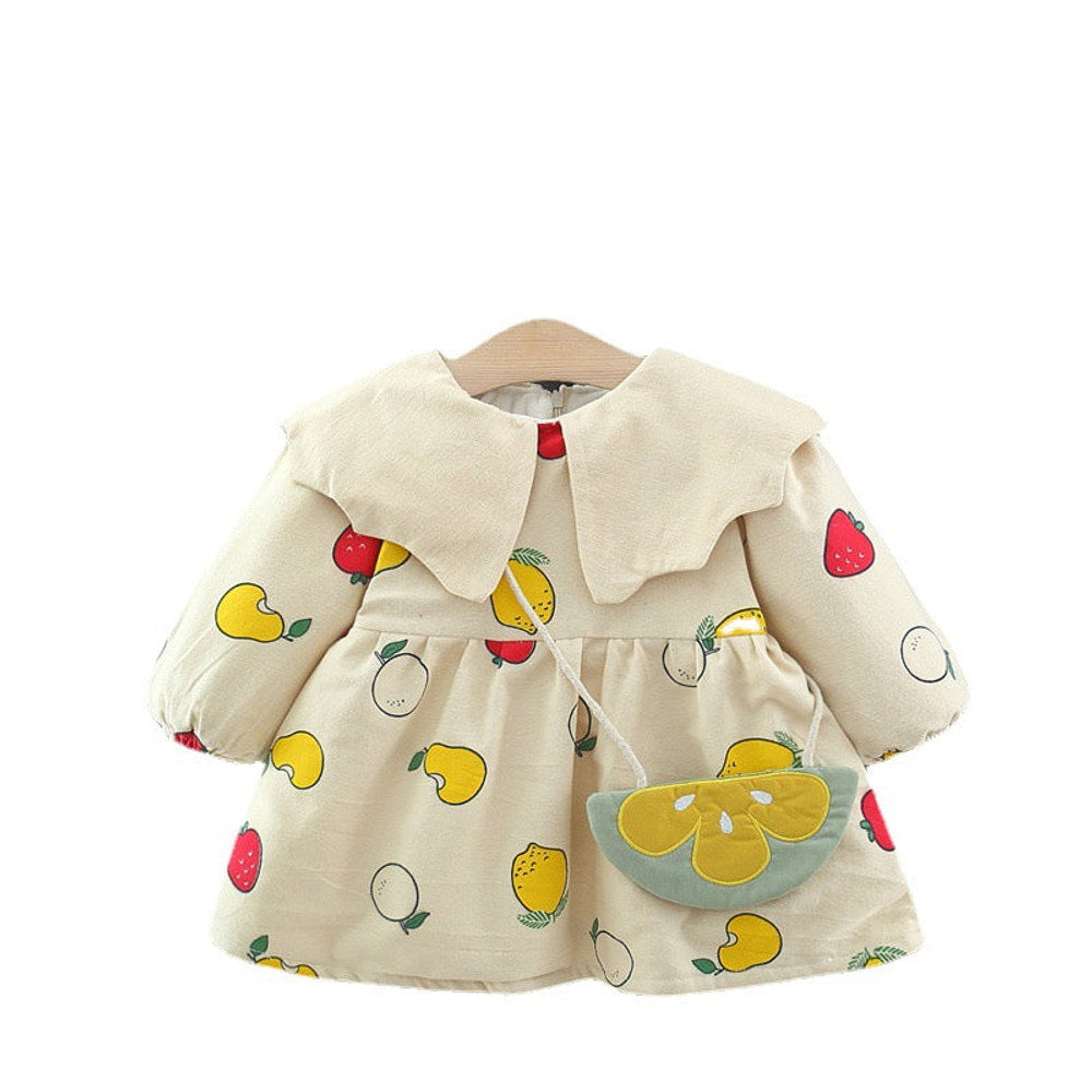 MyKids-USA® Baby Girls Long Sleeves Fruits Print Dress