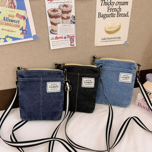 MyKids-USA® Cool Denim Children’s Fashion Patched Letter Small Square Bag