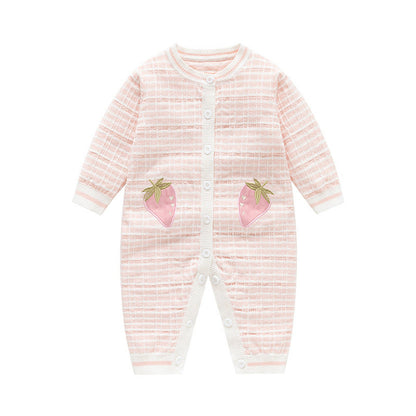MyKids-USA® Baby Girls Knitted Strawberry Pattern Rompers