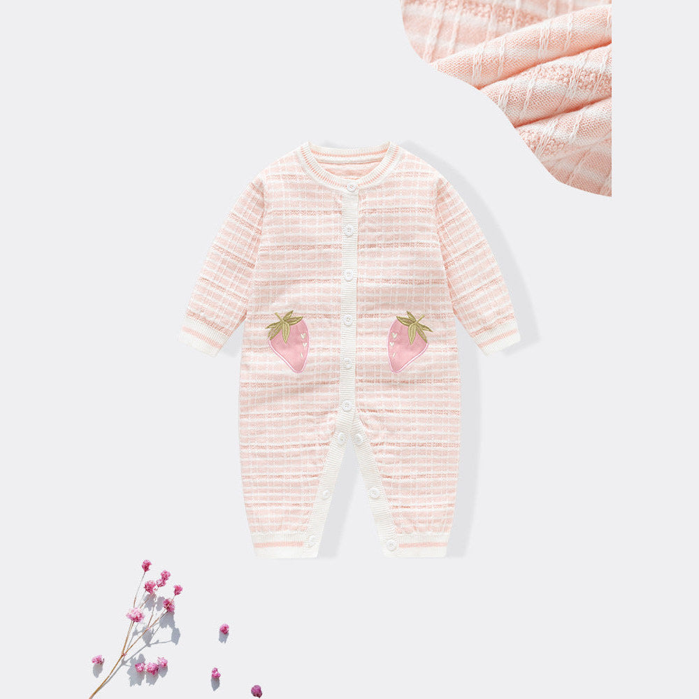 MyKids-USA® Baby Girls Knitted Strawberry Pattern Rompers