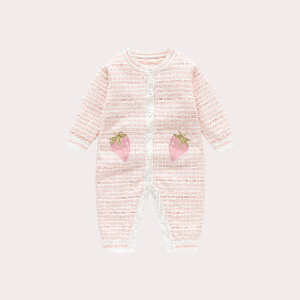 MyKids-USA® Baby Girls Knitted Strawberry Pattern Rompers