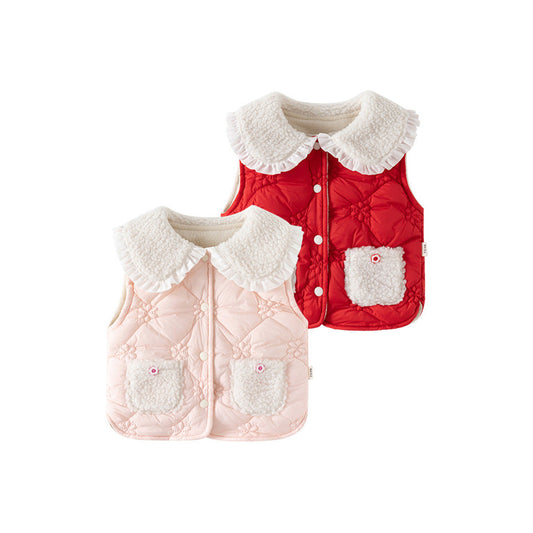 MyKids-USA® Adorable Infant Baby Girls Sleeveless Flowers Pattern Single Breasted Vest Coat