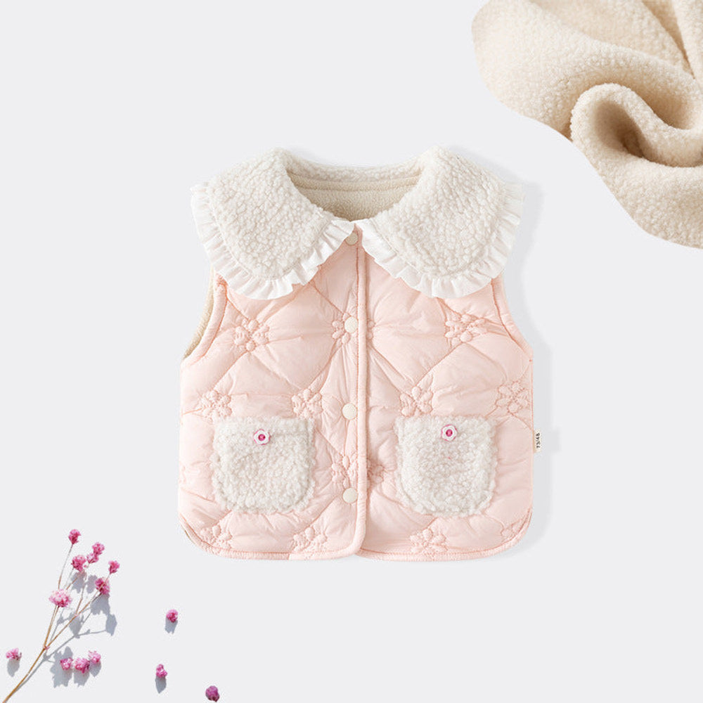MyKids-USA® Adorable Infant Baby Girls Sleeveless Flowers Pattern Single Breasted Vest Coat
