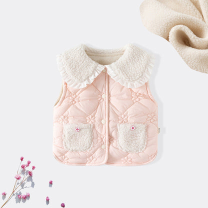 MyKids-USA® Adorable Infant Baby Girls Sleeveless Flowers Pattern Single Breasted Vest Coat