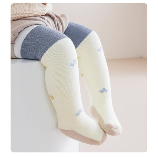 MyKids-USA® Pairs Baby Over-the-Knee Color Patchwork Socks in Combed Cotton for Warmth and Comfort
